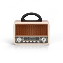 Blaupunkt R80 Nostaljik Radyo BT 5.3 Type-C Destekli FM AM SW Hafızalı Şarjlı Kahverengi - 1