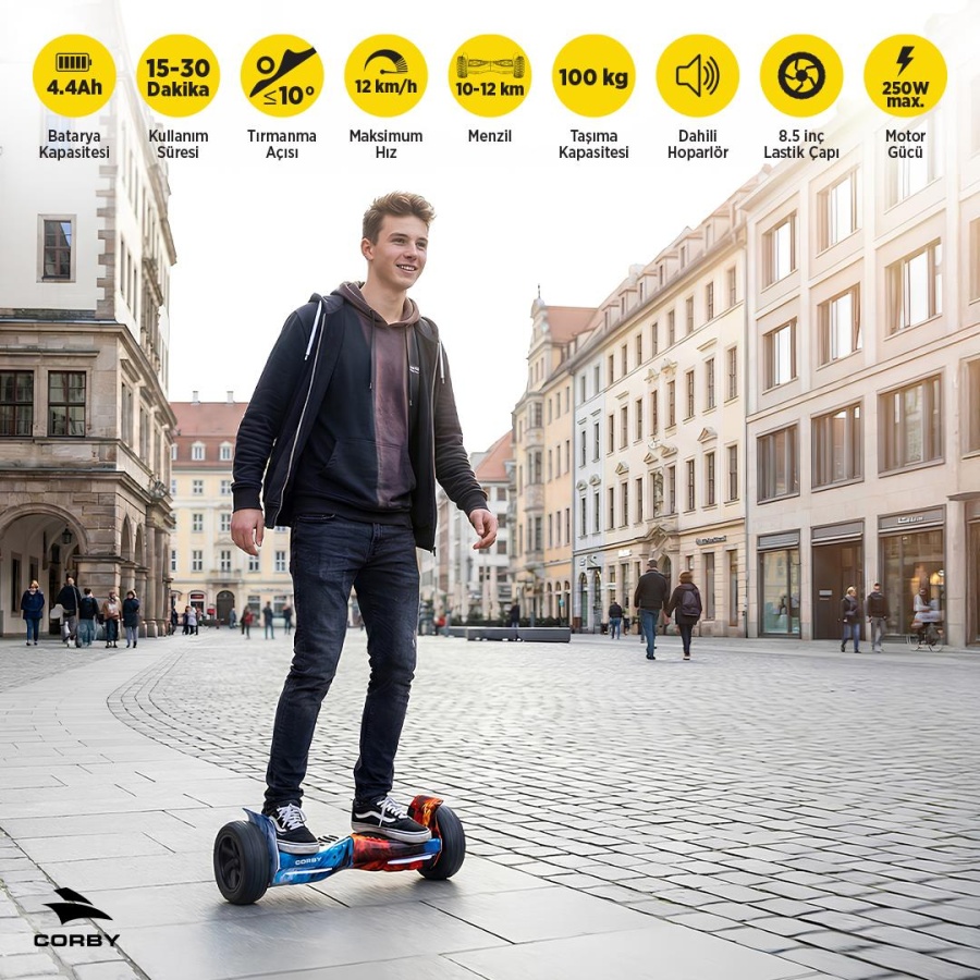 Corby CS70 Hoverboard Mavi - 2