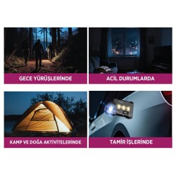 House Pratik HP113 Şarjlı LED El Feneri 159 lm 6 Mod Manyetik Taban Type-C 1200mAh Siyah - 4