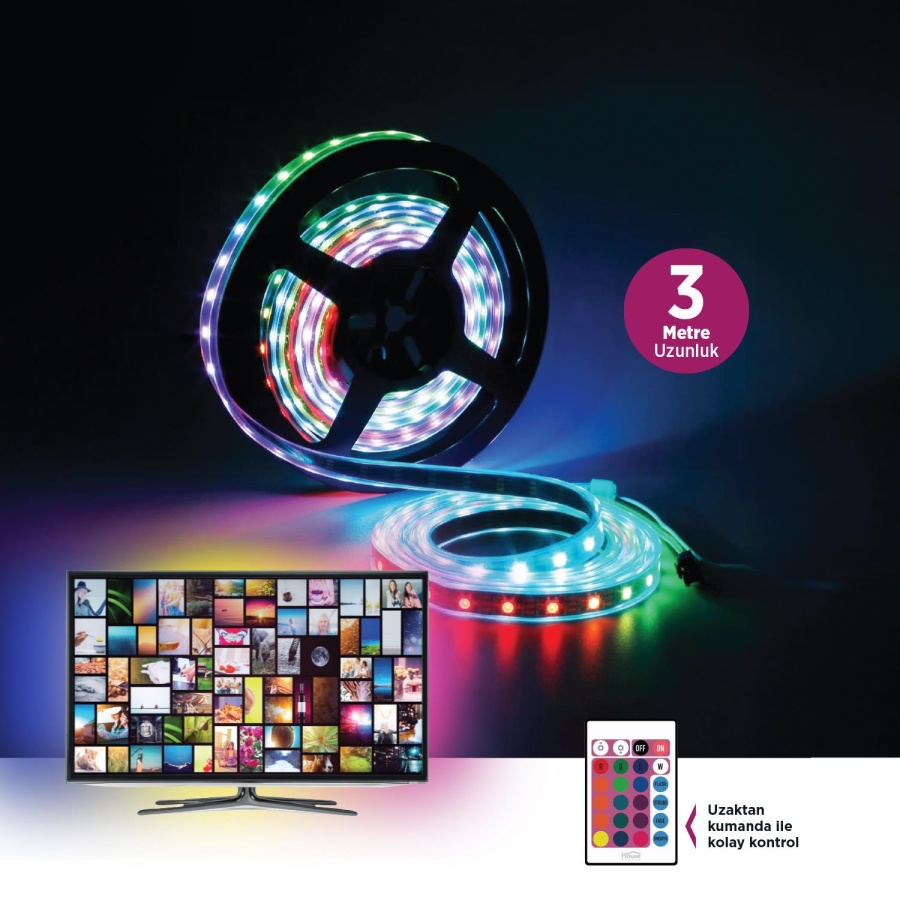 House Pratik HP88 Uzaktan Kumandalı TV Arkası RGB Led Aydınlatma - 3