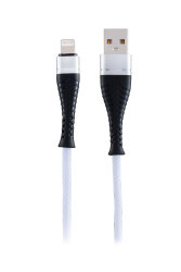 MF Product Jettpower 0042 Metal Başlıklı Örgülü 2.1A Lightning Hızlı Şarj Kablosu 1 m Beyaz - 1