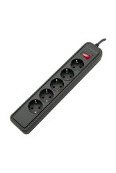 MF Product Jettpower 0367 Akım Korumalı 5'li Grup Priz 1.8 m Uzatma Kablosu Siyah - 1