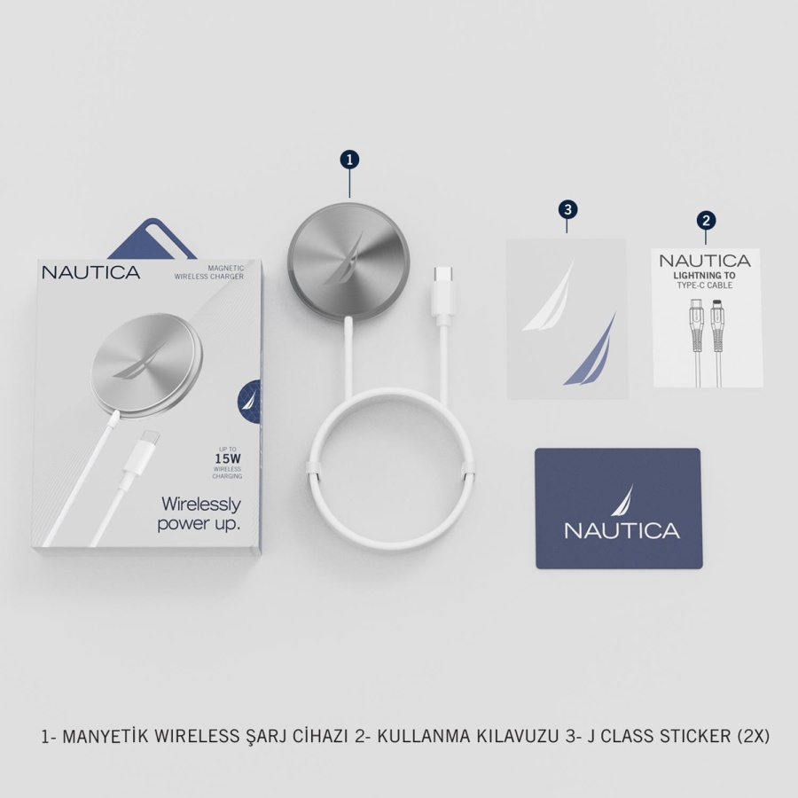 Nautica CH200 Magsafe Wireless Kablosuz 15W Hızlı Şarj Cihazı Beyaz - 7