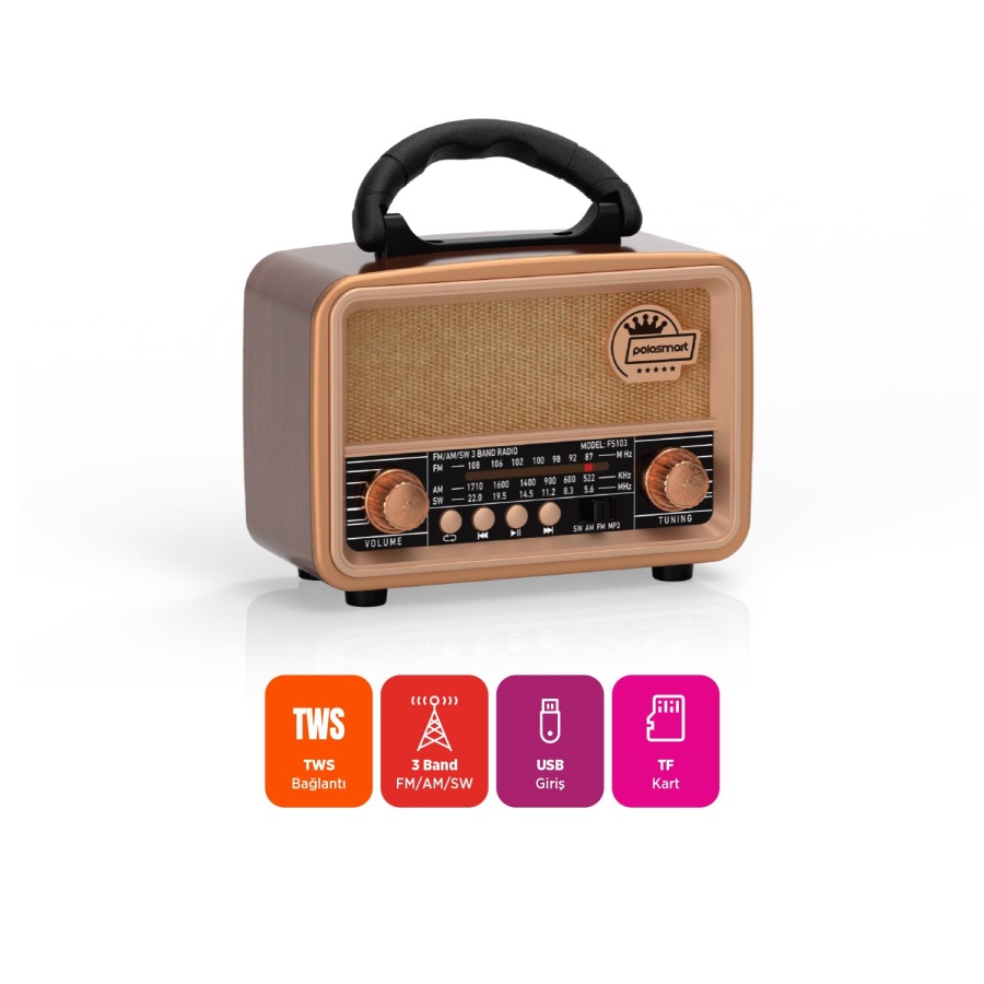 Polosmart FS103 Nostaljik Radyo Kahverengi - 2