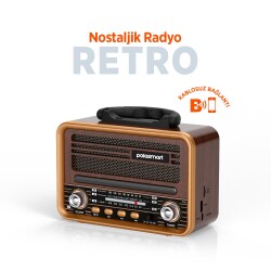 Polosmart FS121 Nostaljik Radyo Bluetooth 5.3 FM AM SW USB TF Kart Girişli Şarjlı Retro Radyo - Polosmart