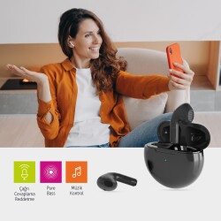 Polosmart FS93 Şarjlı Dokunmatik Kablosuz Bluetooth 5.3 Kulak İçi TWS Kulaklık Siyah - 3