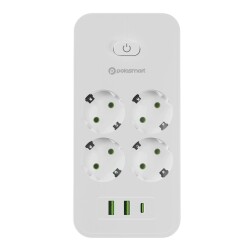 Polosmart MP25 Akım Korumalı Uzatma Kablosu 4'lü Priz 2 USB Type-C PD 20W 2 Metre Beyaz - 1