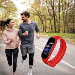 Polosmart PBS163 Akıllı Bileklik Bluetooth 5.1 Dokunmatik Tuşlu Titreşimli Spor Bilekliği Kırmızı - 3