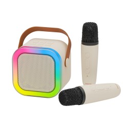 Polosmart PBS169 2 Mikrofonlu Karaoke Seti Bluetooth 5.3 RGB LED Işıklı Taşınabilir Hoparlör - Polosmart