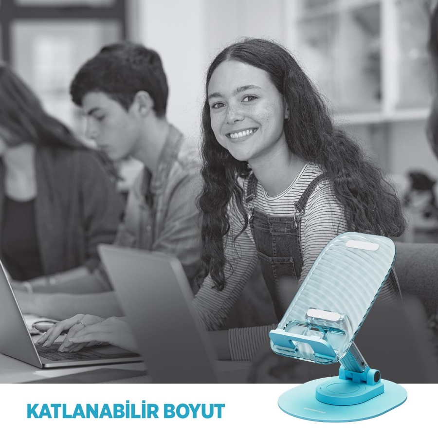 Polosmart PBS171 Telefon Tablet Standı Ayarlanabilir Masaüstü Tutucu 4-10,2 İnç Uyumlu Silikon Mavi - 3