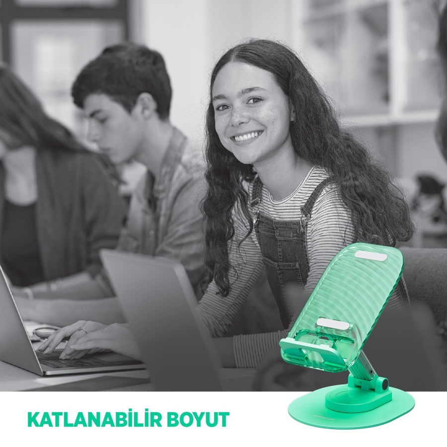 Polosmart PBS171 Telefon Tablet Standı Ayarlanabilir Masaüstü Tutucu 4-10,2 İnç Uyumlu Silikon Yeşil - 3