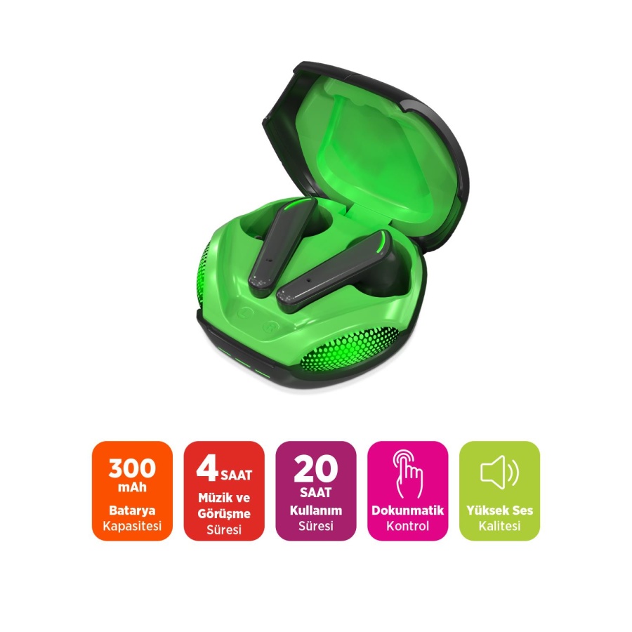 Polosmart PGM32 Dokunmatik Kablosuz Bluetooth 5.3 Gaming Oyuncu Kulaklık Siyah - 3