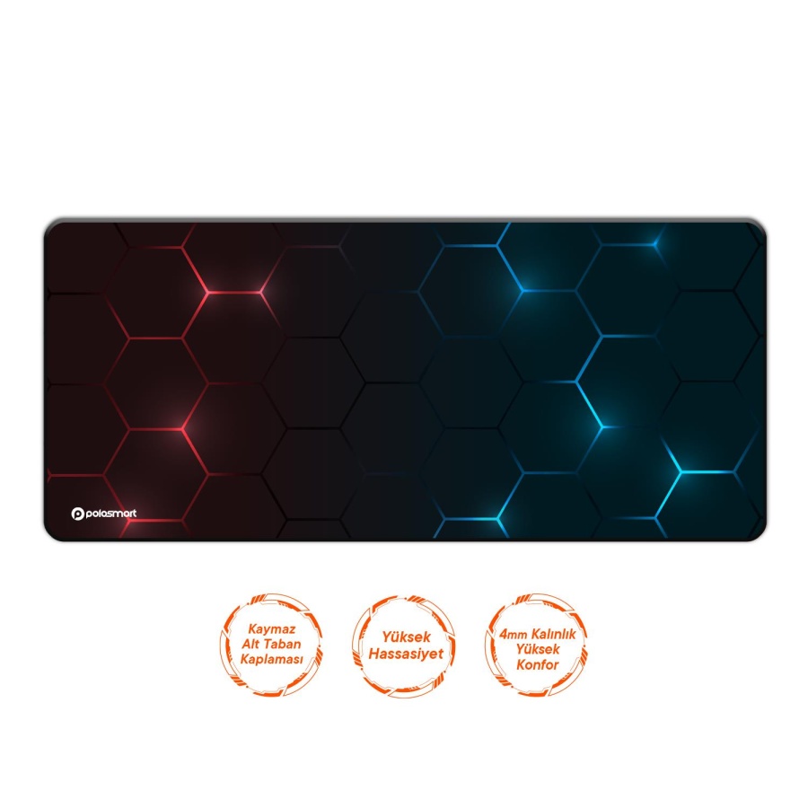 Polosmart PGS305 90x40 cm XL Oyuncu Mouse Pad 4 mm Kalın Kaydırmaz Kauçuk Taban Yüksek Hassasiyetli - 2