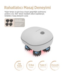 Polosmart PSC116 Baş Masaj Cihazı 4 Masaj Uçlu 3 Hız Kademeli Şarjlı Masaj Aleti Beyaz - 2