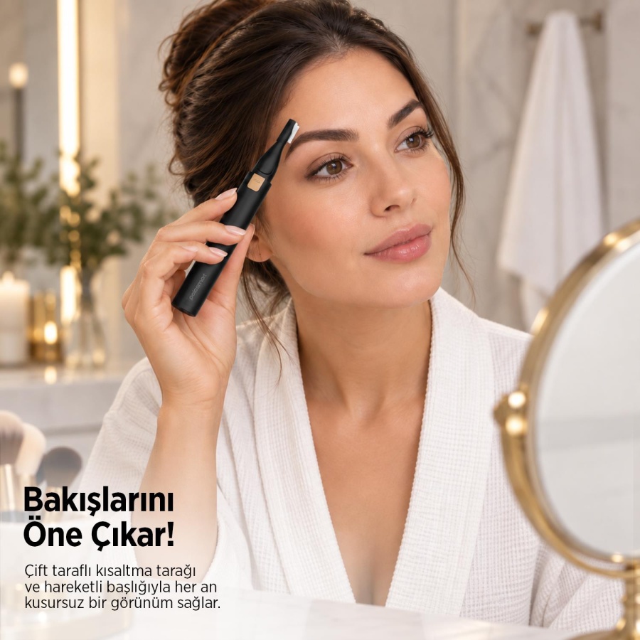 Polosmart PSC119 Şarjlı Kaş Düzeltme Cihazı 3W Type-C 45 dk Kullanım Kaş Tıraş Makinesi Siyah - 4
