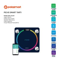 Polosmart PSC45 Pilli BT Vücut Analizli Yağ Kas Su Ölçer Hassas Akıllı Tartı Baskül Lacivert - 3