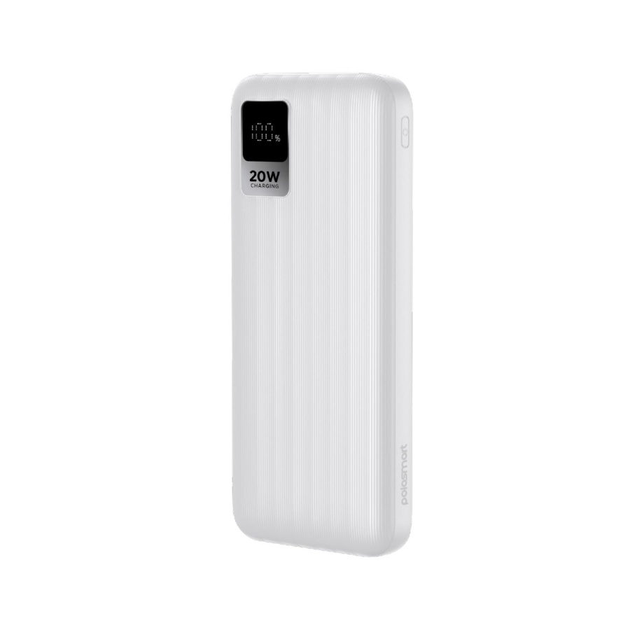 Polosmart PSM148 Taşınabilir 20W PD Çıkışı Dijital Ekranlı Şarj Cihazı Powerbank 10.000 mAh Beyaz - 1