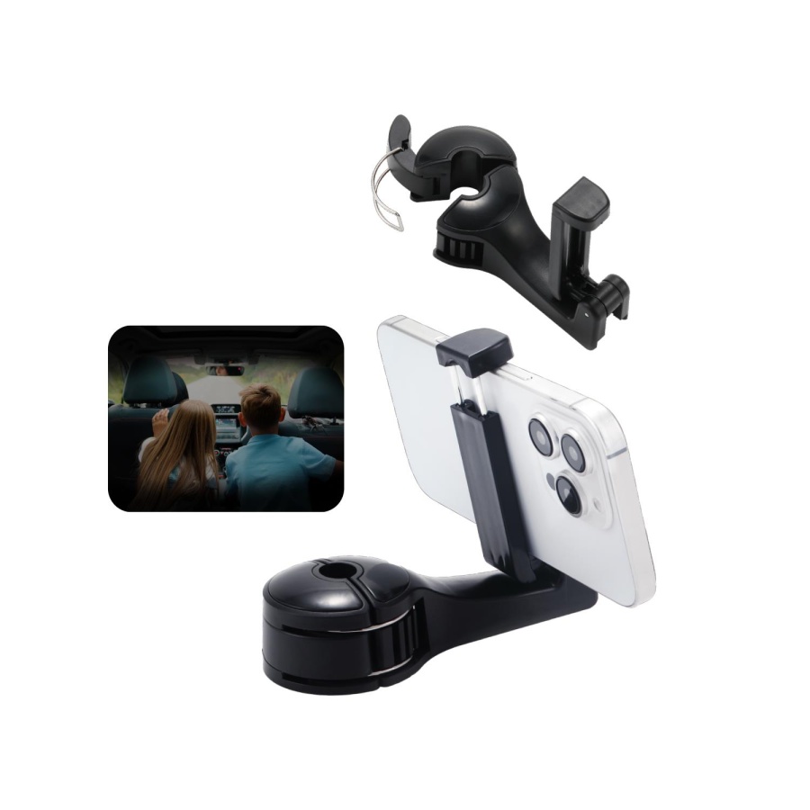 Space24 SPK08 2 in 1 Araç İçi Telefon Tutucu ve Askılık Siyah - 1